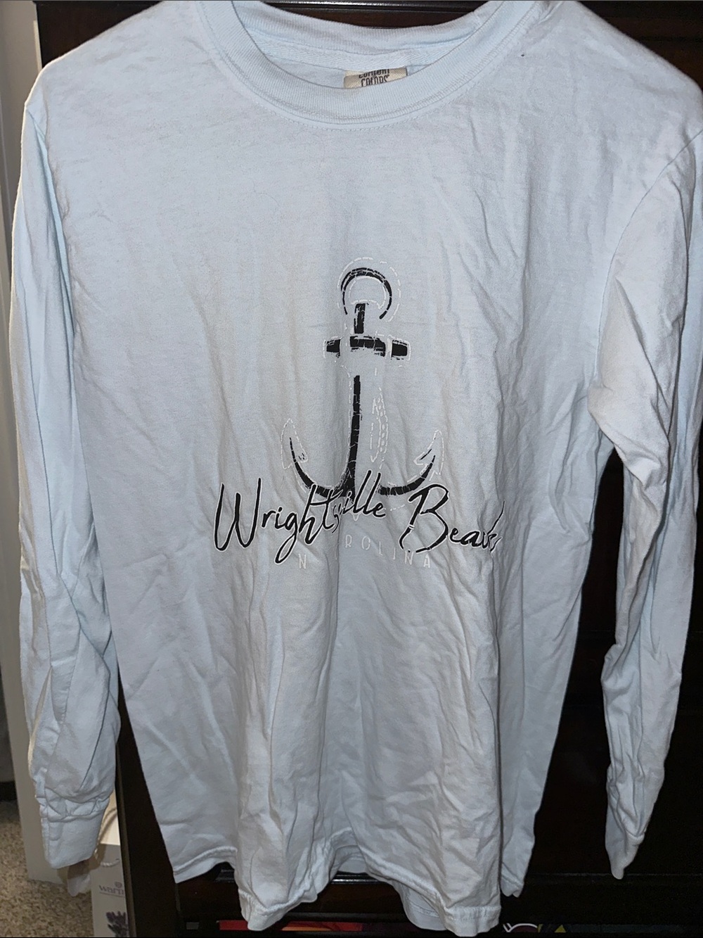 Comfort Colors Light Blue Wrightsville Beach Anchor Long Sleeve T‑Shirt